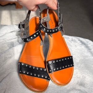 Hard Candy Black and Orange Studded Sandals